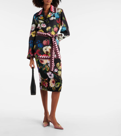 Dolce & Gabbana Belted Floral-print Silk-twill Shirt In Multicoloured
