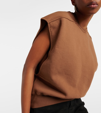 Rick Owens Oversized Cotton Jersey Top In Brown