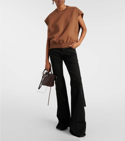 Rick Owens Oversized Cotton Jersey Top In Brown