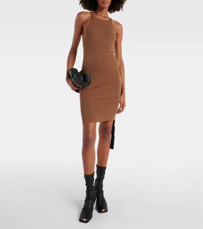 Rick Owens Cotton Minidress In Brown