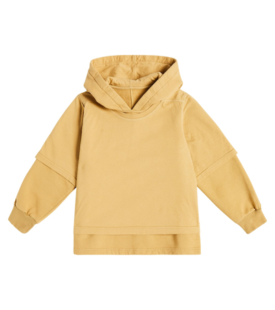 Rick Owens Hustler Cotton Jersey Hoodie In Yellow