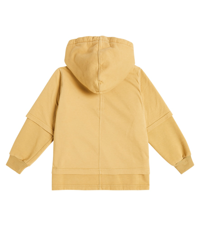Rick Owens Hustler Cotton Jersey Hoodie In Yellow
