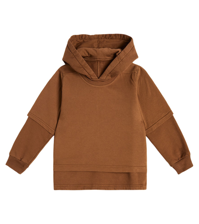 Shop Rick Owens Hustler Cotton Jersey Hoodie In Brown