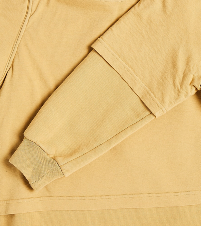 Rick Owens Hustler Cotton Jersey Hoodie In Yellow
