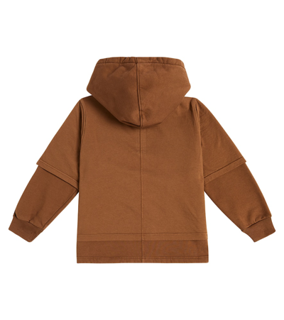 Shop Rick Owens Hustler Cotton Jersey Hoodie In Brown