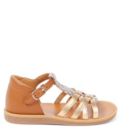 Shop Pom D'api Poppy Back Neptune Leather Sandals In Multicoloured