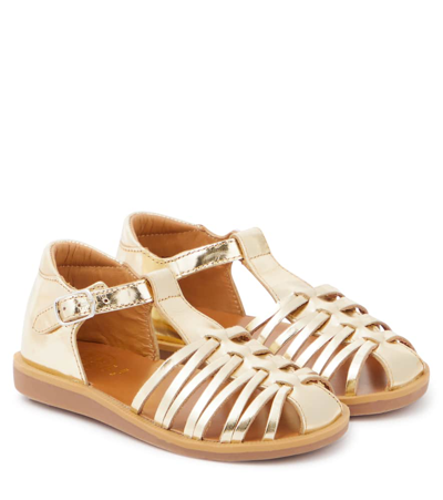 Shop Pom D'api Poppy Royal Metallic Leather Sandals In Gold