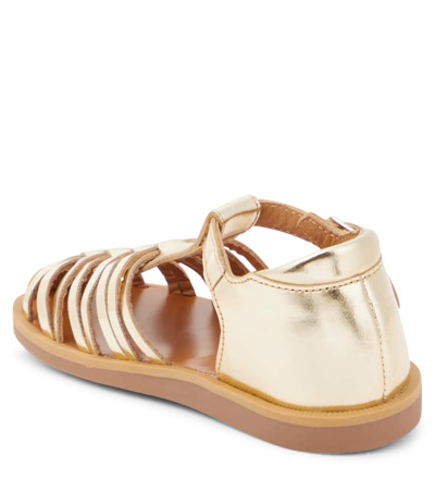 Shop Pom D'api Poppy Royal Metallic Leather Sandals In Gold