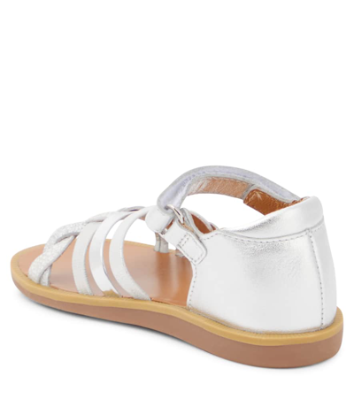 POPPY TRESSE金属感皮革凉鞋