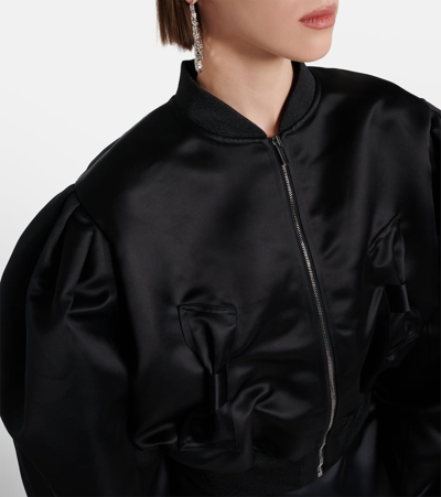 Shop Nina Ricci Bow-detail Duchesse Satin Bomber Jacket In Black