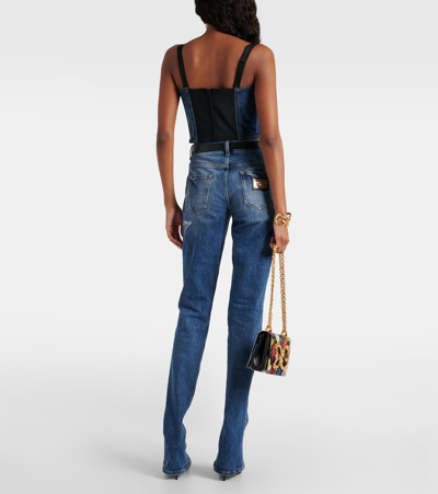 Shop Dolce & Gabbana Denim Bustier In Blue