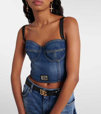 Shop Dolce & Gabbana Denim Bustier In Blue