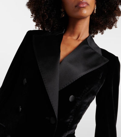 Shop Dolce & Gabbana Double-breasted Velvet Blazer In Black