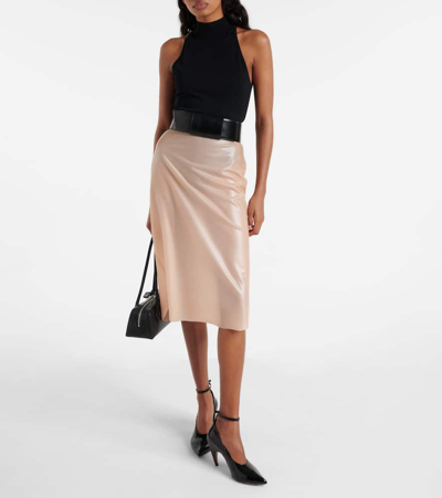 Shop Alaïa High-rise Pencil Skirt In Pink