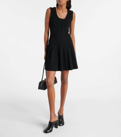 Shop Alaïa Pointelle Minidress In Black