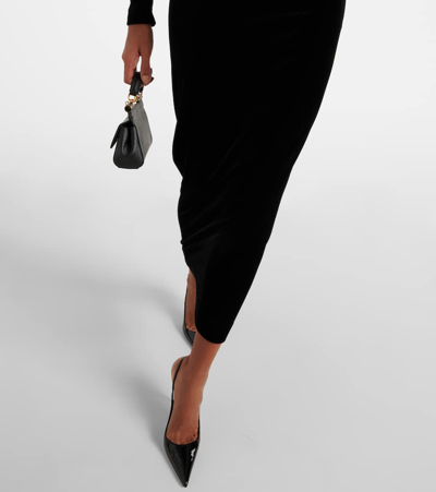 Shop Dolce & Gabbana Velvet Midi Dress In Black