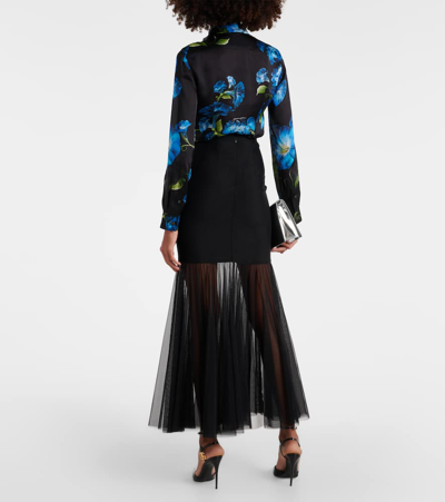 Shop Dolce & Gabbana Tulle-trimmed Maxi Skirt In Black