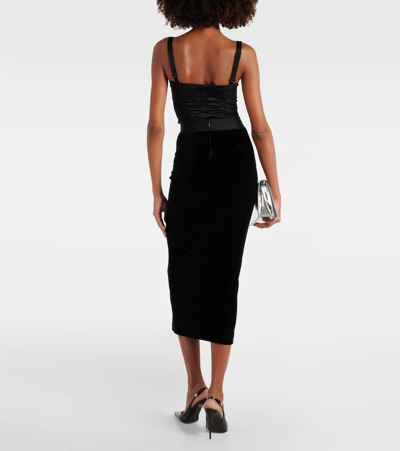 Shop Dolce & Gabbana Velvet Pencil Skirt In Black