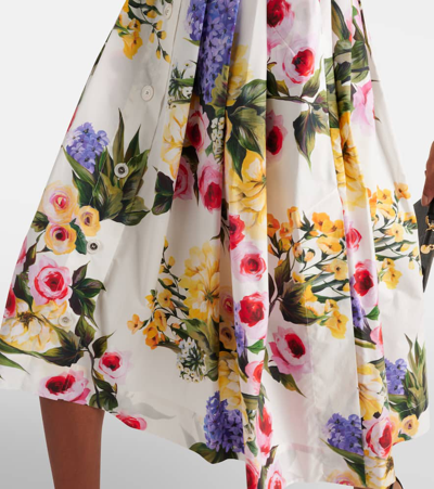 Dolce & Gabbana Pleated Floral-print Cotton-poplin Midi Skirt In Multicoloured