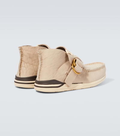 Shop Visvim Skynyrd Ring Leather Sneakers In Beige