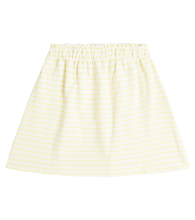 Shop Bonpoint Striped Cotton Jersey Skirt In Yellow