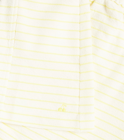 Shop Bonpoint Striped Cotton Jersey Skirt In Yellow