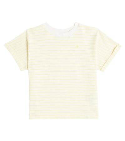 Shop Bonpoint Farah Striped Cotton-blend Jersey T-shirt In Yellow