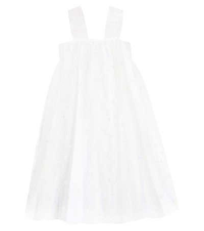 Bonpoint Fantasy Embroidered Tulle-trimmed Dress In White