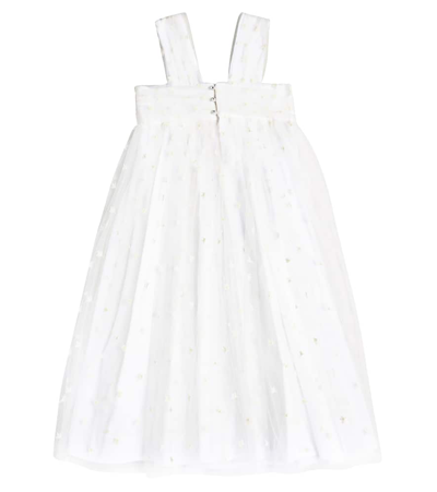 Shop Bonpoint Fantasy Embroidered Tulle-trimmed Dress In White