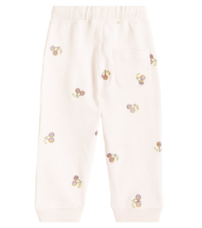 Shop Bonpoint Baby Bambo Embroidered Cotton Fleece Sweatpants In Pink