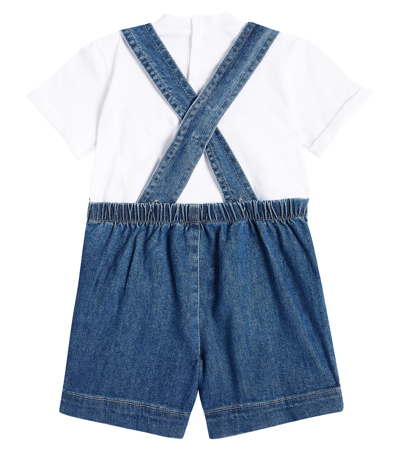 Shop Il Gufo Baby Cotton-blend T-shirt And Overalls Set In Multicoloured