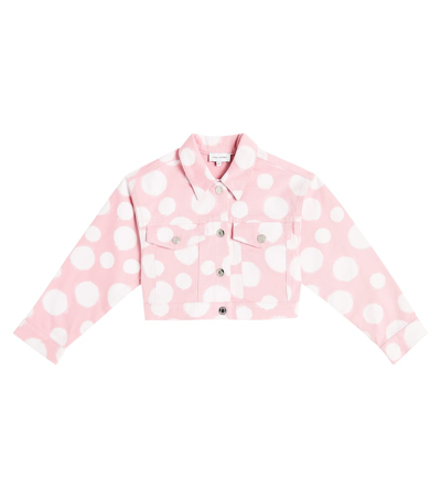 Shop Marc Jacobs Polka-dot Denim Jacket In Pink