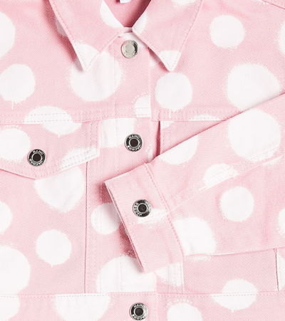 Shop Marc Jacobs Polka-dot Denim Jacket In Pink