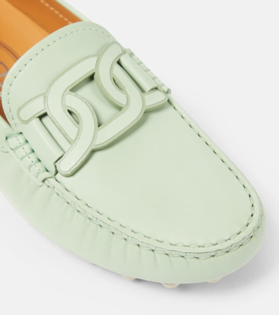 Shop Tod's Gommino Bubble Kate Leather Moccasins In Green