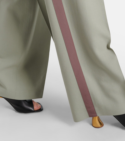 Dries Van Noten Mid-rise Wool Straight Pants In Green