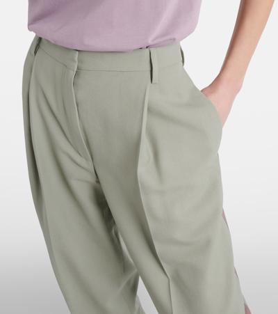 Dries Van Noten Mid-rise Wool Straight Pants In Green