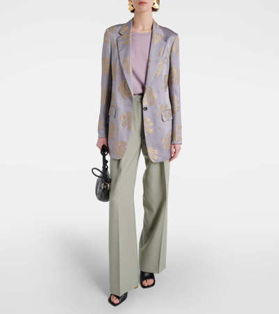 Dries Van Noten Mid-rise Wool Straight Pants In Green