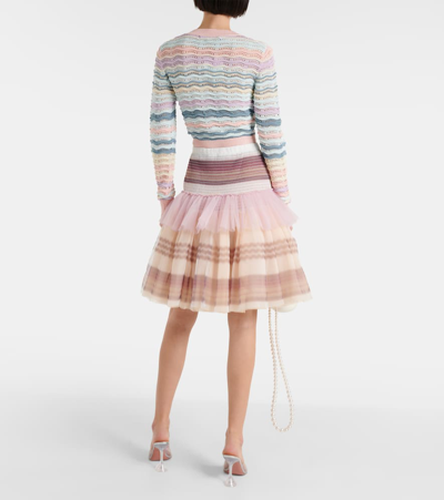Shop Susan Fang Striped Tulle Miniskirt In Multicoloured