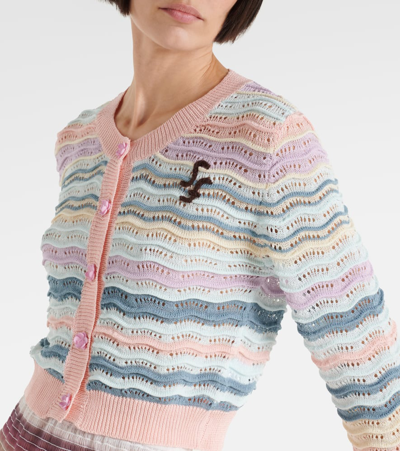 Shop Susan Fang Striped Cardigan In Multicoloured