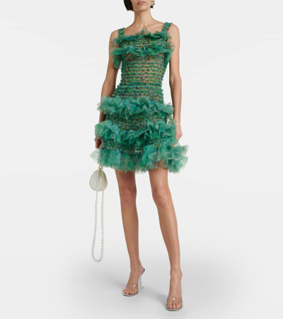 Shop Susan Fang Ruffled Midi Dress In Green