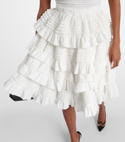 Shop Susan Fang Ruffled Midi Skirt In White