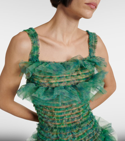 Shop Susan Fang Ruffled Midi Dress In Green