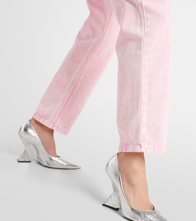 Shop Area Embellished Cutout Straight Jeans In Pink