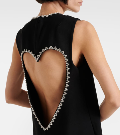 Shop Area Embellished Heart Jersey Minidress In Black