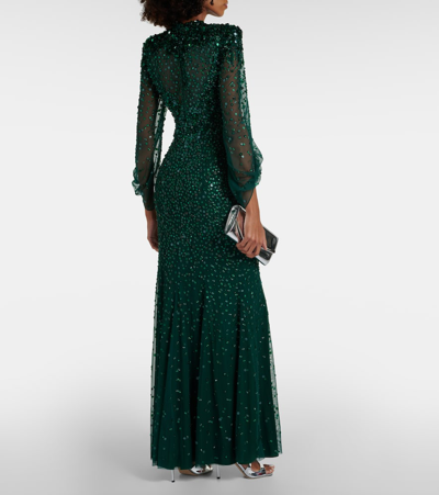 Jenny Packham Embellished Tulle Gown In Green