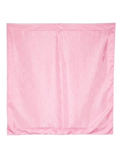 Shop Valentino Garavani Vlogo Signature Silk Foulard In Pink