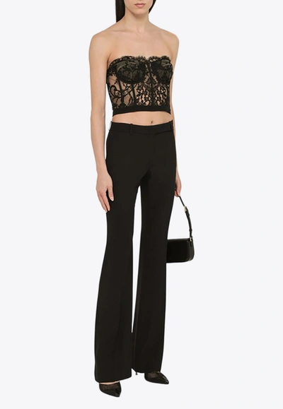 Shop Alexander Mcqueen Cropped Lace Corset In Black