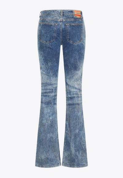 Diesel Crystal Logo Washed Flared Jeans In Blue