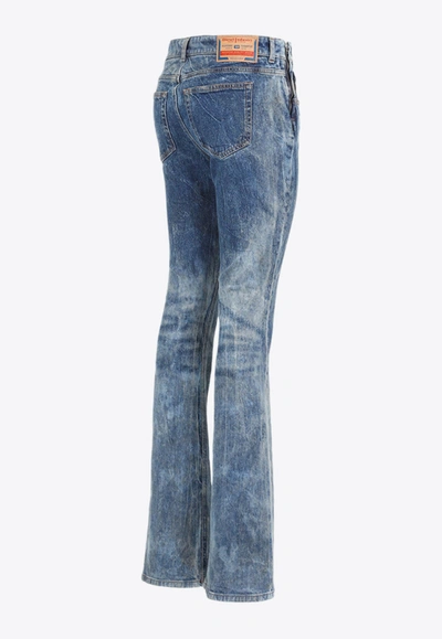 Diesel Crystal Logo Washed Flared Jeans In Blue