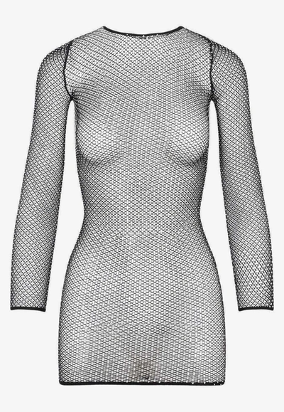 Balenciaga Black Crystal Mesh Mini Top In Black